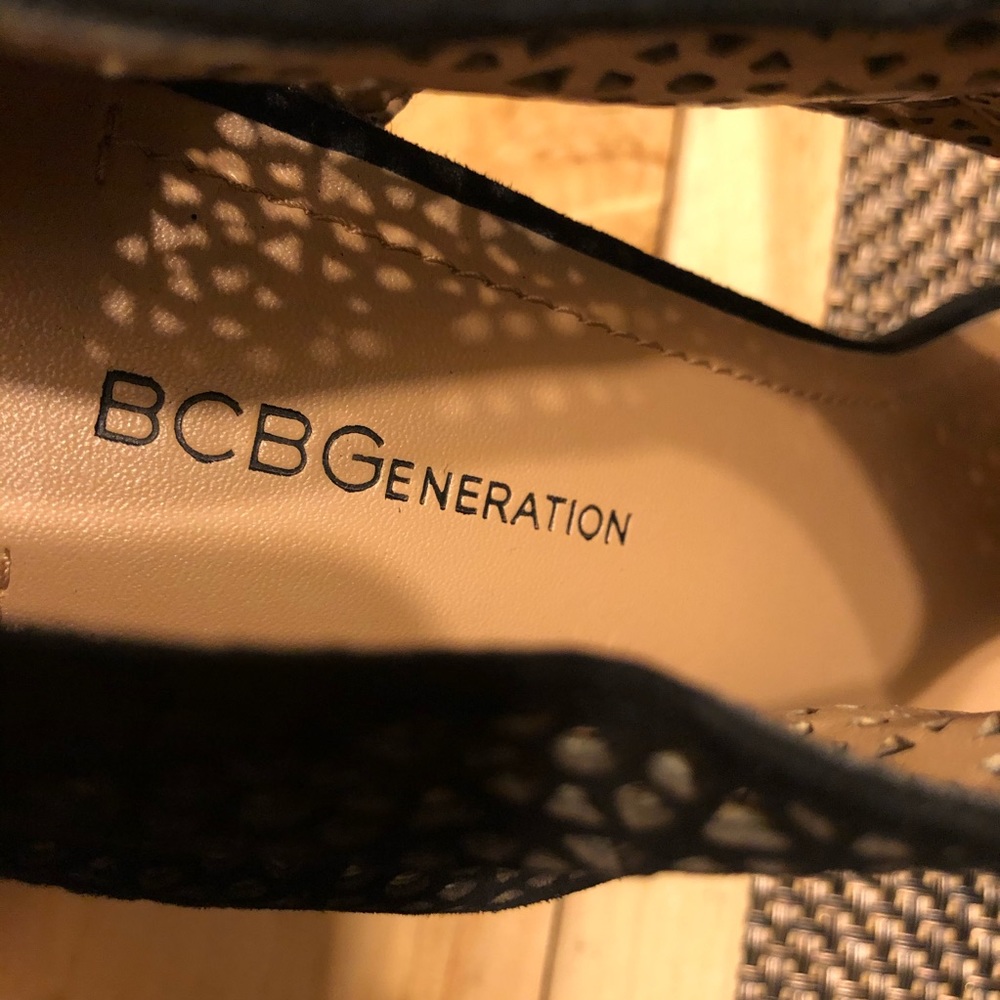 Bcbgeneration Black Leather Open Toe Stilettos - image 4